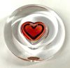 Vintage Moser Rosalin Crystal Paperweight with Rose Coloured Heart