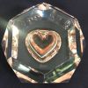 Vintage Moser Rosalin Cut Crystal Paperweight with Rose Coloured Heart
