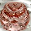 Vintage Moser Rosalin Cut Crystal Paperweight with Rose Coloured Heart