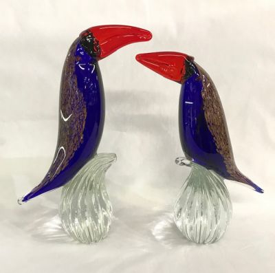 Vintage Murano Glass Toucans, Italy circa 1960s