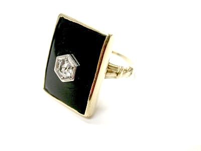 Onyx and Diamond Ring