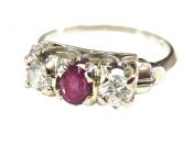 Vintage Pink Sapphire and Diamond Ring