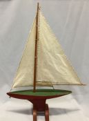 Vintage Pond Boat With Cloth Sails