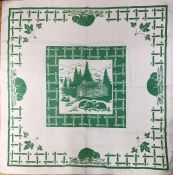 Vintage Printed Linen Tablecloth