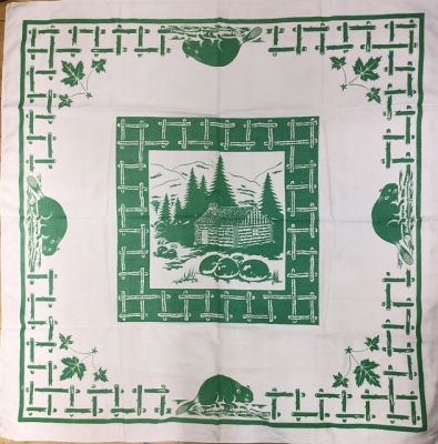 Vintage Printed Linen Tablecloth