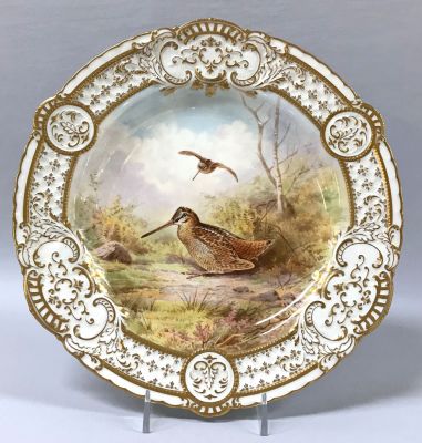 Vintage Royal Crown Derby Cabinet Plate Of Two Woodcocks