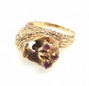 Vintage Ruby Thistle Ring