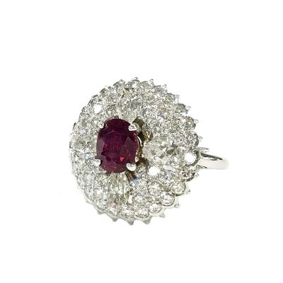 Vintage Ruby and Diamond Cluster Ring