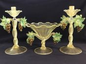 Vintage Salviati Murano Centrepiece Pedestal Bowl With Matching Candlesticks