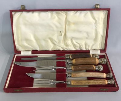 Vintage Sheffield Steel 5 Piece Carving Set