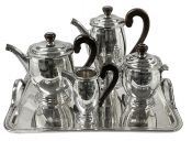 Art Deco Silver Plate 4 Piece Tea & Coffee Set & Tray