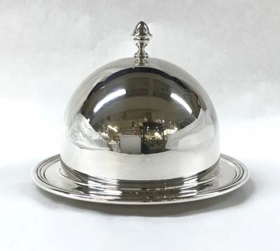 Vintage Silver Plate and Crystal Dome Covered Butter Dish