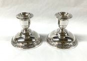Vintage Sterling Silver Candlesticks, Wallace Silversmiths, American Mid 20th Century