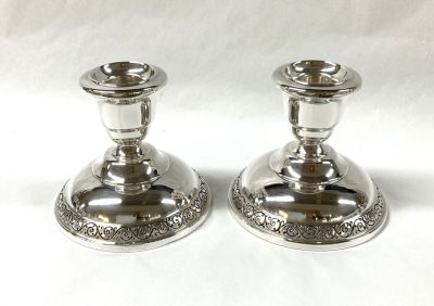 Vintage Sterling Silver Candlesticks, Wallace Silversmiths, American Mid 20th Century