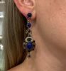 Vintage Sterling Silver Lapis, Seed Pearl And Paste Renaissance Drop Earrings
