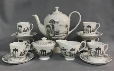 Vintage Tuscan Bone China Coffee Set In The Olympus Pattern