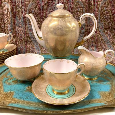 Vintage Tuscan Fine English Bone China Coffee Set, circa 1950s