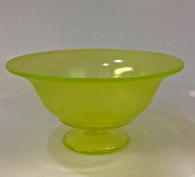 Vintage Vaseline Glass Pedestal Bowl