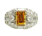 Vintage Yellow Diamond and Diamond Ring