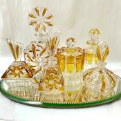 Vintage Yellow and Clear Glass Perfume Bottles and Dresser Jars