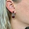 Vintage Garnet Bow Motif Drop Earrings