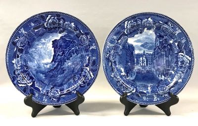 Wedgwood  Blue and White Transfer Ware Plates, circa 1900