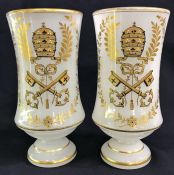 White Opaline Vases With Gilding & Enamelling