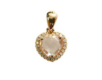 Modern White Topaz and Diamond Heart Pendant