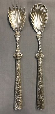 William Hutton and Sons English Sterling Silver Salad Servers