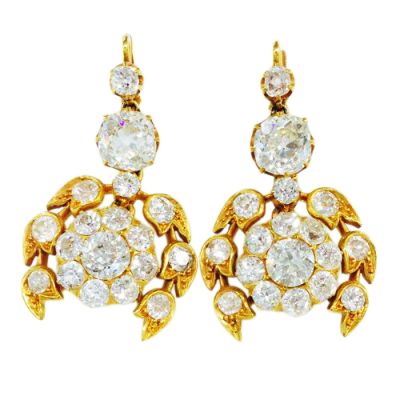 Antique Diamond Floral Earrings