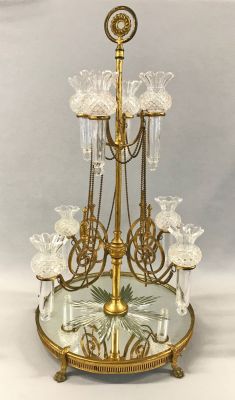 F. & c. Osler Attributed Cut Crystal and Ormolu Frame Epergne