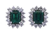 2.12ct Lab Grown Emerald and Diamond 14kt Earrings