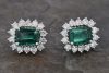 2.12ct Lab Grown Emerald and Diamond 14kt Earrings
