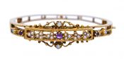 Antique .26ct Amethyst and Pearl 14kt Bracelet
