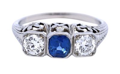 Antique .51ct Sapphire 18kt Ring