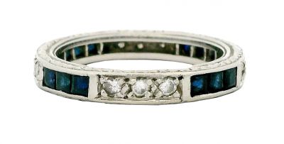 Antique 1.13ct Sapphire Platinum Band
