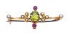 Antique 1.35ct Peridot 15kt Brooch