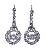 Antique 1.64ct Diamond Silver Earrings