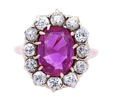 Antique 2.75ct Pink Sapphire 14kt Ring