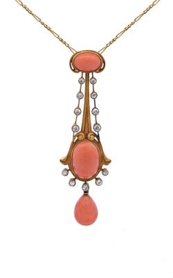 Antique Coral and Diamond 18kt Necklace