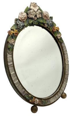 Antique Floral Framed Vanity Mirror
