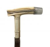 Antique Ivory & Sterling Silver Topped Golf Motif Walking Stick