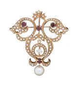 Vintage Seed Pearl 14kt Brooch