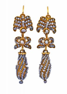 Antique Seed Pearl 18kt Earrings