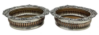 Antique Sheffield Silver Plate Wine Bottle Coasters