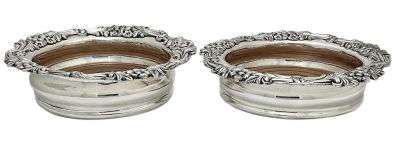 Antique Silver Plate Wine Bottle Coasters