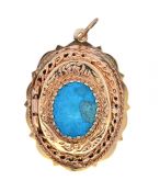 Antique Turquoise 14kt Locket