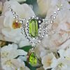 Antique Vintage 28ct Peridot and Diamond Lavalier 15kt Necklace