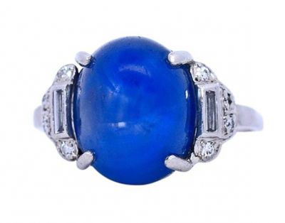 Birks Art Deco 10.05ct Star Sapphire Platinum Ring
