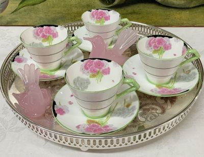 Art Deco Hand Painted Paragon Demi-tassé Cups & Saucers 